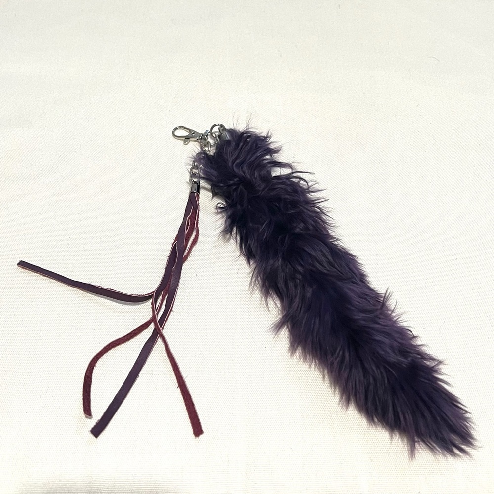 NWT NEW Purple Feathery Leather Key Chain